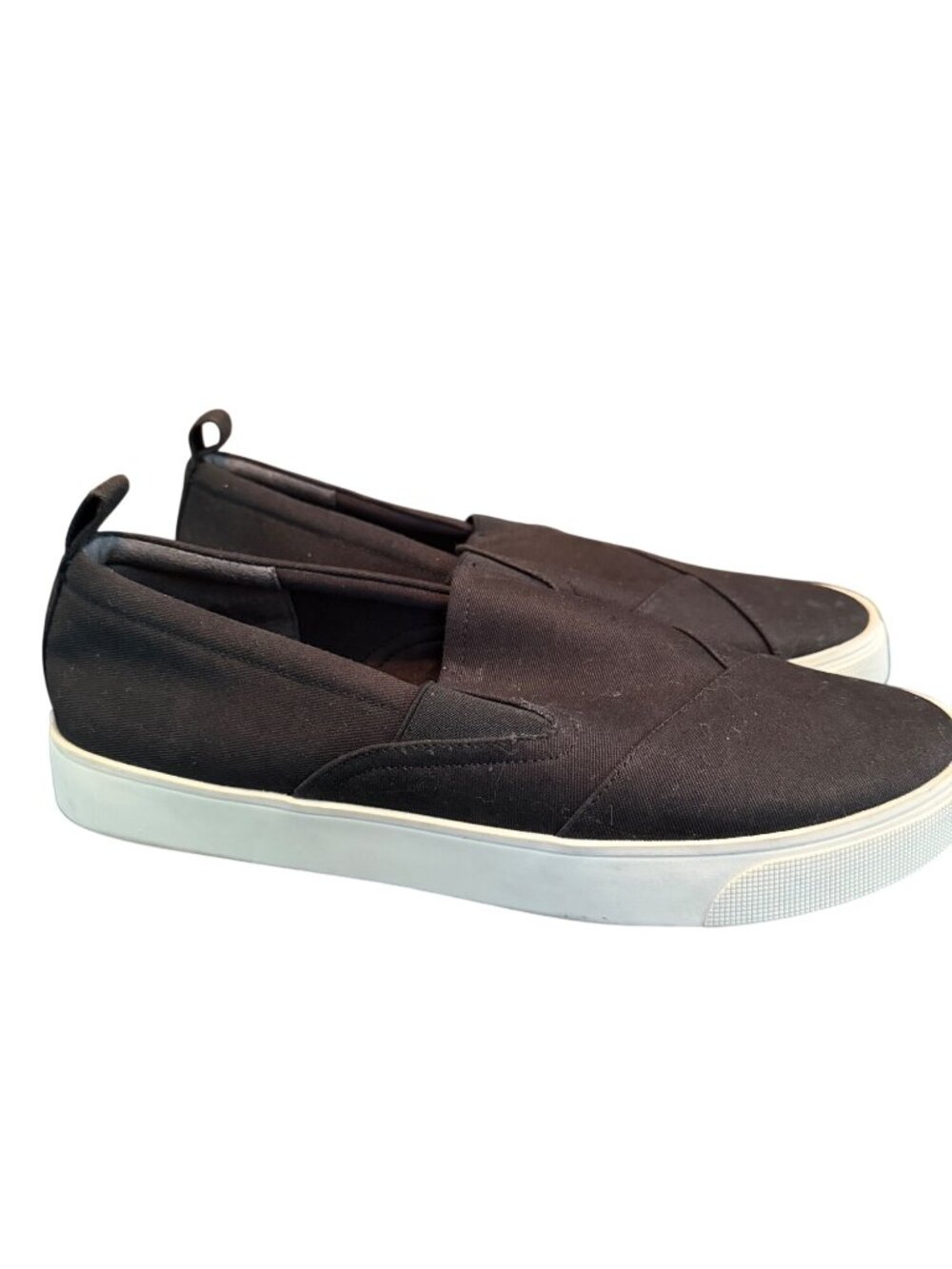 Nordstrom Rack Womens Black Slip-On Canvas Shoes Size 10M Casual White Sole Snea
